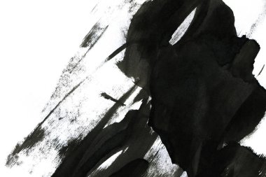 Soyut mürekkep arkaplanı. Mermer tarzı. Beyaz kağıda siyah boya dokusu. Ağ ve oyun tasarımı için duvar kağıdı. Grunge çamur sanatı. Kalem suyunun makro resmi. Koyu Smear