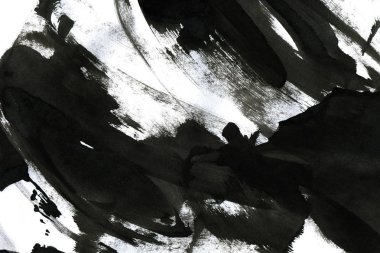 Soyut mürekkep arkaplanı. Mermer tarzı. Beyaz kağıda siyah boya dokusu. Ağ ve oyun tasarımı için duvar kağıdı. Grunge çamur sanatı. Kalem suyunun makro resmi. Koyu Smear