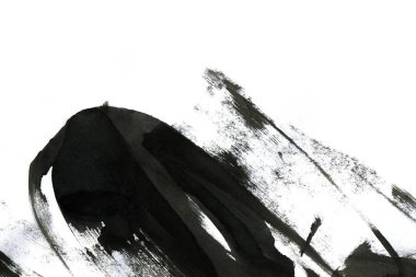 Soyut mürekkep arkaplanı. Mermer tarzı. Beyaz kağıda siyah boya dokusu. Ağ ve oyun tasarımı için duvar kağıdı. Grunge çamur sanatı. Kalem suyunun makro resmi. Koyu Smear