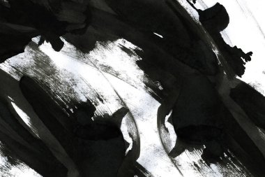 Soyut mürekkep arkaplanı. Mermer tarzı. Beyaz kağıda siyah boya dokusu. Ağ ve oyun tasarımı için duvar kağıdı. Grunge çamur sanatı. Kalem suyunun makro resmi. Koyu Smear