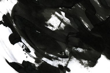 Soyut mürekkep arkaplanı. Mermer tarzı. Beyaz kağıda siyah boya dokusu. Ağ ve oyun tasarımı için duvar kağıdı. Grunge çamur sanatı. Kalem suyunun makro resmi. Koyu Smear