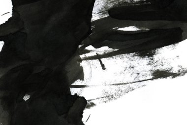 Soyut mürekkep arkaplanı. Mermer tarzı. Beyaz kağıda siyah boya dokusu. Ağ ve oyun tasarımı için duvar kağıdı. Grunge çamur sanatı. Kalem suyunun makro resmi. Koyu Smear