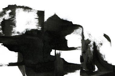 Soyut mürekkep arkaplanı. Mermer tarzı. Beyaz kağıda siyah boya dokusu. Ağ ve oyun tasarımı için duvar kağıdı. Grunge çamur sanatı. Kalem suyunun makro resmi. Koyu Smear