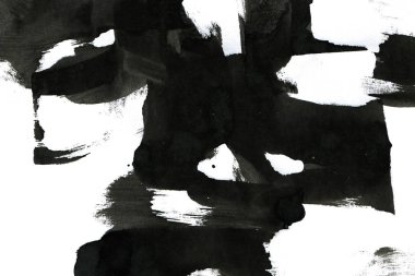 Soyut mürekkep arkaplanı. Mermer tarzı. Beyaz kağıda siyah boya dokusu. Ağ ve oyun tasarımı için duvar kağıdı. Grunge çamur sanatı. Kalem suyunun makro resmi. Koyu Smear