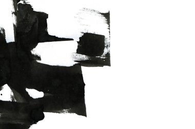 Soyut mürekkep arkaplanı. Mermer tarzı. Beyaz kağıda siyah boya dokusu. Ağ ve oyun tasarımı için duvar kağıdı. Grunge çamur sanatı. Kalem suyunun makro resmi. Koyu Smear