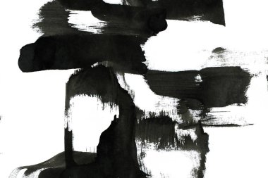 Soyut mürekkep arkaplanı. Mermer tarzı. Beyaz kağıda siyah boya dokusu. Ağ ve oyun tasarımı için duvar kağıdı. Grunge çamur sanatı. Kalem suyunun makro resmi. Koyu Smear