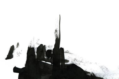 Soyut mürekkep arkaplanı. Mermer tarzı. Beyaz kağıda siyah boya dokusu. Ağ ve oyun tasarımı için duvar kağıdı. Grunge çamur sanatı. Kalem suyunun makro resmi. Koyu Smear