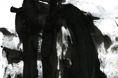 Soyut mürekkep arkaplanı. Mermer tarzı. Beyaz kağıda siyah boya dokusu. Ağ ve oyun tasarımı için duvar kağıdı. Grunge çamur sanatı. Kalem suyunun makro resmi. Koyu Smear