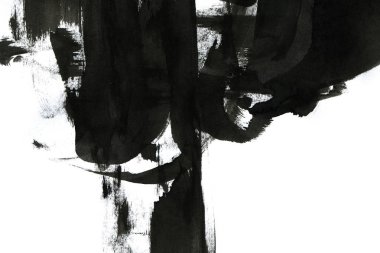 Soyut mürekkep arkaplanı. Mermer tarzı. Beyaz kağıda siyah boya dokusu. Ağ ve oyun tasarımı için duvar kağıdı. Grunge çamur sanatı. Kalem suyunun makro resmi. Koyu Smear