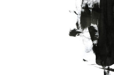 Soyut mürekkep arkaplanı. Mermer tarzı. Beyaz kağıda siyah boya dokusu. Ağ ve oyun tasarımı için duvar kağıdı. Grunge çamur sanatı. Kalem suyunun makro resmi. Koyu Smear