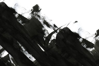 Soyut mürekkep arkaplanı. Mermer tarzı. Beyaz kağıda siyah boya dokusu. Ağ ve oyun tasarımı için duvar kağıdı. Grunge çamur sanatı. Kalem suyunun makro resmi. Koyu Smear