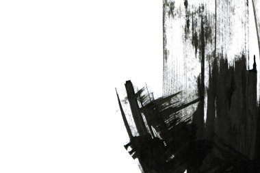 Soyut mürekkep arkaplanı. Mermer tarzı. Beyaz kağıda siyah boya dokusu. Ağ ve oyun tasarımı için duvar kağıdı. Grunge çamur sanatı. Kalem suyunun makro resmi. Koyu Smear