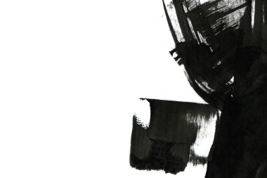 Soyut mürekkep arkaplanı. Mermer tarzı. Beyaz kağıda siyah boya dokusu. Ağ ve oyun tasarımı için duvar kağıdı. Grunge çamur sanatı. Kalem suyunun makro resmi. Koyu Smear