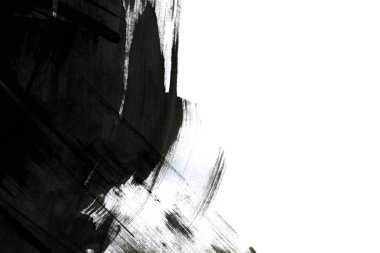 Soyut mürekkep arkaplanı. Mermer tarzı. Beyaz kağıda siyah boya dokusu. Ağ ve oyun tasarımı için duvar kağıdı. Grunge çamur sanatı. Kalem suyunun makro resmi. Koyu Smear