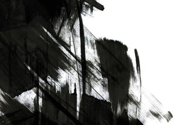 Soyut mürekkep arkaplanı. Mermer tarzı. Beyaz kağıda siyah boya dokusu. Ağ ve oyun tasarımı için duvar kağıdı. Grunge çamur sanatı. Kalem suyunun makro resmi. Koyu Smear