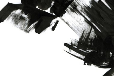 Soyut mürekkep arkaplanı. Mermer tarzı. Beyaz kağıda siyah boya dokusu. Ağ ve oyun tasarımı için duvar kağıdı. Grunge çamur sanatı. Kalem suyunun makro resmi. Koyu Smear