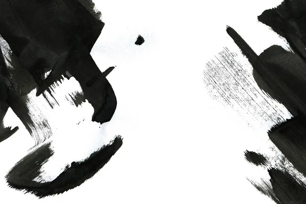 Fond Encre Abstrait Style Marbre Texture Noire Sur Papier Blanc — Photo