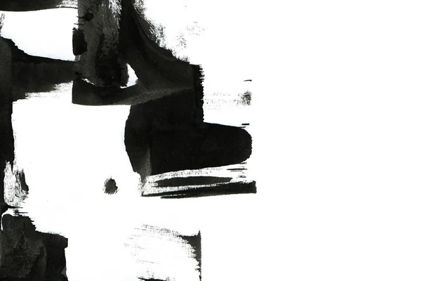 摘要油墨背景 大理石风格 白纸上的黑色笔触纹理 用于网页和游戏设计的墙纸 磨砂泥巴艺术 笔汁的宏观形象 黑暗抹黑 — 图库照片