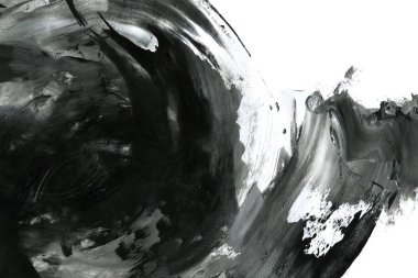 Soyut mürekkep arkaplanı. Mermer tarzı. Beyaz kağıda siyah boya dokusu. Ağ ve oyun tasarımı için duvar kağıdı. Grunge çamur sanatı. Kalem suyunun makro resmi. Koyu Smear