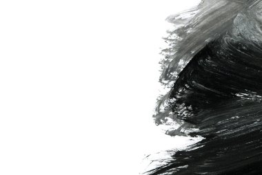 Soyut mürekkep arkaplanı. Mermer tarzı. Beyaz kağıda siyah boya dokusu. Ağ ve oyun tasarımı için duvar kağıdı. Grunge çamur sanatı. Kalem suyunun makro resmi. Koyu Smear