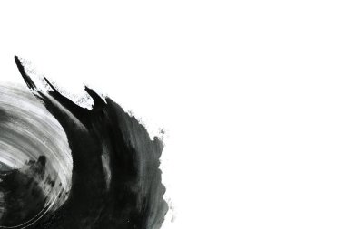 Soyut mürekkep arkaplanı. Mermer tarzı. Beyaz kağıda siyah boya dokusu. Ağ ve oyun tasarımı için duvar kağıdı. Grunge çamur sanatı. Kalem suyunun makro resmi. Koyu Smear