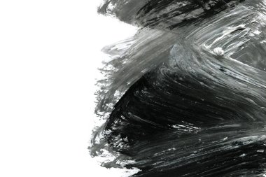 Soyut mürekkep arkaplanı. Mermer tarzı. Beyaz kağıda siyah boya dokusu. Ağ ve oyun tasarımı için duvar kağıdı. Grunge çamur sanatı. Kalem suyunun makro resmi. Koyu Smear