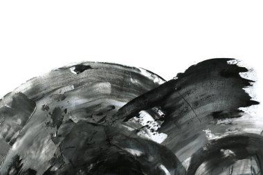 Soyut mürekkep arkaplanı. Mermer tarzı. Beyaz kağıda siyah boya dokusu. Ağ ve oyun tasarımı için duvar kağıdı. Grunge çamur sanatı. Kalem suyunun makro resmi. Koyu Smear