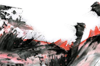 Soyut mürekkep arkaplanı. Mermer tarzı. Beyaz kağıda siyah boya dokusu. Ağ ve oyun tasarımı için duvar kağıdı. Grunge çamur sanatı. Kalem suyunun makro resmi. Koyu Smear