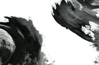 Soyut mürekkep arkaplanı. Mermer tarzı. Beyaz kağıda siyah boya dokusu. Ağ ve oyun tasarımı için duvar kağıdı. Grunge çamur sanatı. Kalem suyunun makro resmi. Koyu Smear