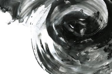 Soyut mürekkep arkaplanı. Mermer tarzı. Beyaz kağıda siyah boya dokusu. Ağ ve oyun tasarımı için duvar kağıdı. Grunge çamur sanatı. Kalem suyunun makro resmi. Koyu Smear