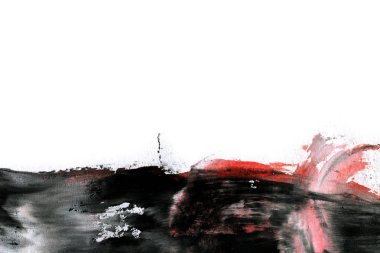 Soyut mürekkep arkaplanı. Mermer tarzı. Beyaz kağıda siyah boya dokusu. Ağ ve oyun tasarımı için duvar kağıdı. Grunge çamur sanatı. Kalem suyunun makro resmi. Koyu Smear