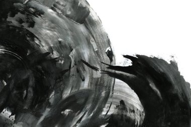 Soyut mürekkep arkaplanı. Mermer tarzı. Beyaz kağıda siyah boya dokusu. Ağ ve oyun tasarımı için duvar kağıdı. Grunge çamur sanatı. Kalem suyunun makro resmi. Koyu Smear