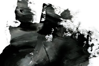 Soyut mürekkep arkaplanı. Mermer tarzı. Beyaz kağıda siyah boya dokusu. Ağ ve oyun tasarımı için duvar kağıdı. Grunge çamur sanatı. Kalem suyunun makro resmi. Koyu Smear