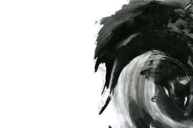 Soyut mürekkep arkaplanı. Mermer tarzı. Beyaz kağıda siyah boya dokusu. Ağ ve oyun tasarımı için duvar kağıdı. Grunge çamur sanatı. Kalem suyunun makro resmi. Koyu Smear