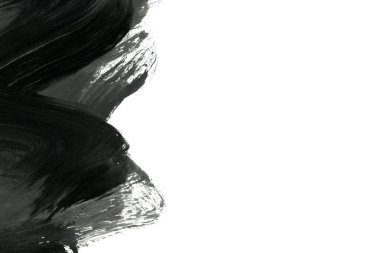 Soyut mürekkep arkaplanı. Mermer tarzı. Beyaz kağıda siyah boya dokusu. Ağ ve oyun tasarımı için duvar kağıdı. Grunge çamur sanatı. Kalem suyunun makro resmi. Koyu Smear