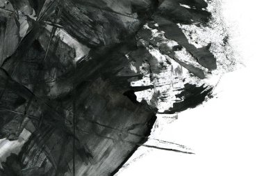 Soyut mürekkep arkaplanı. Mermer tarzı. Beyaz kağıda siyah boya dokusu. Ağ ve oyun tasarımı için duvar kağıdı. Grunge çamur sanatı. Kalem suyunun makro resmi. Koyu Smear