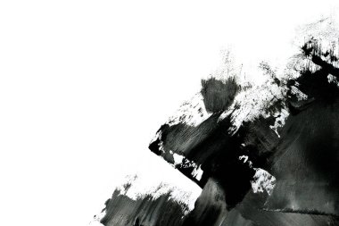 Soyut mürekkep arkaplanı. Mermer tarzı. Beyaz kağıda siyah boya dokusu. Ağ ve oyun tasarımı için duvar kağıdı. Grunge çamur sanatı. Kalem suyunun makro resmi. Koyu Smear