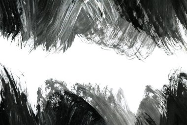 Soyut mürekkep arkaplanı. Mermer tarzı. Beyaz kağıda siyah boya dokusu. Ağ ve oyun tasarımı için duvar kağıdı. Grunge çamur sanatı. Kalem suyunun makro resmi. Koyu Smear