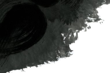 Soyut mürekkep arkaplanı. Mermer tarzı. Beyaz kağıda siyah boya dokusu. Ağ ve oyun tasarımı için duvar kağıdı. Grunge çamur sanatı. Kalem suyunun makro resmi. Koyu Smear
