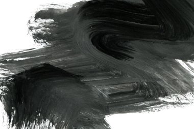 Soyut mürekkep arkaplanı. Mermer tarzı. Beyaz kağıda siyah boya dokusu. Ağ ve oyun tasarımı için duvar kağıdı. Grunge çamur sanatı. Kalem suyunun makro resmi. Koyu Smear