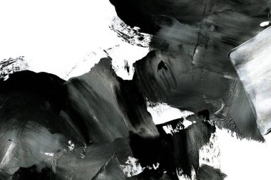 Soyut mürekkep arkaplanı. Mermer tarzı. Beyaz kağıda siyah boya dokusu. Ağ ve oyun tasarımı için duvar kağıdı. Grunge çamur sanatı. Kalem suyunun makro resmi. Koyu Smear