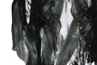 Soyut mürekkep arkaplanı. Mermer tarzı. Beyaz kağıda siyah boya dokusu. Ağ ve oyun tasarımı için duvar kağıdı. Grunge çamur sanatı. Kalem suyunun makro resmi. Koyu Smear