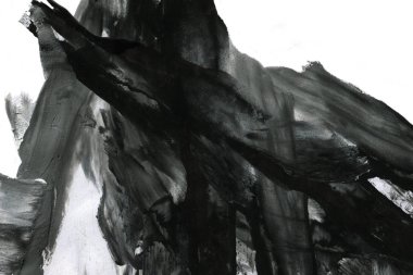 Soyut mürekkep arkaplanı. Mermer tarzı. Beyaz kağıda siyah boya dokusu. Ağ ve oyun tasarımı için duvar kağıdı. Grunge çamur sanatı. Kalem suyunun makro resmi. Koyu Smear