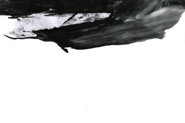 Soyut mürekkep arkaplanı. Mermer tarzı. Beyaz kağıda siyah boya dokusu. Ağ ve oyun tasarımı için duvar kağıdı. Grunge çamur sanatı. Kalem suyunun makro resmi. Koyu Smear