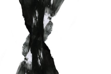 Soyut mürekkep arkaplanı. Mermer tarzı. Beyaz kağıda siyah boya dokusu. Ağ ve oyun tasarımı için duvar kağıdı. Grunge çamur sanatı. Kalem suyunun makro resmi. Koyu Smear