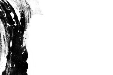 Soyut mürekkep arkaplanı. Mermer tarzı. Beyaz kağıda siyah boya dokusu. Ağ ve oyun tasarımı için duvar kağıdı. Grunge çamur sanatı. Kalem suyunun makro resmi. Koyu Smear