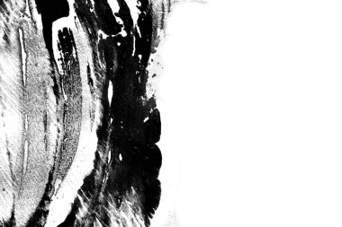 Soyut mürekkep arkaplanı. Mermer tarzı. Beyaz kağıda siyah boya dokusu. Ağ ve oyun tasarımı için duvar kağıdı. Grunge çamur sanatı. Kalem suyunun makro resmi. Koyu Smear