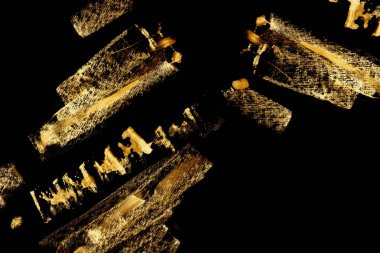 Soyut mürekkep arka plan. Altın boya kontur dokusu siyah kağıt üzerinde