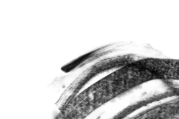 Abstract Vlekkerig Witte Zwarte Verf Lijnen Textuur Wit Papier Ruimte — Stockfoto