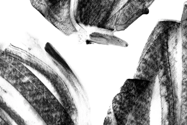 Abstrakcja Akwarela Biały Czarny Farba Obrysy Tekstury Białym Papierze — Zdjęcie stockowe